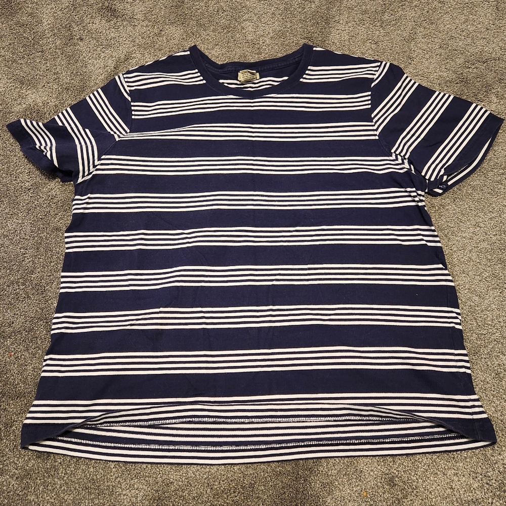 L.L. Bean Navy and White Striped Tee